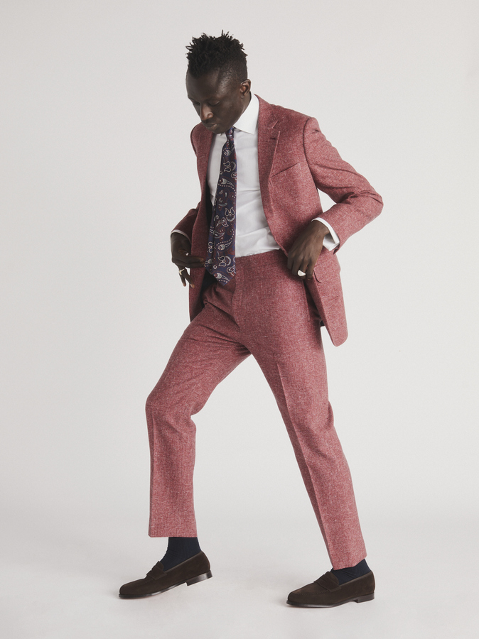 Red linen blazer deals